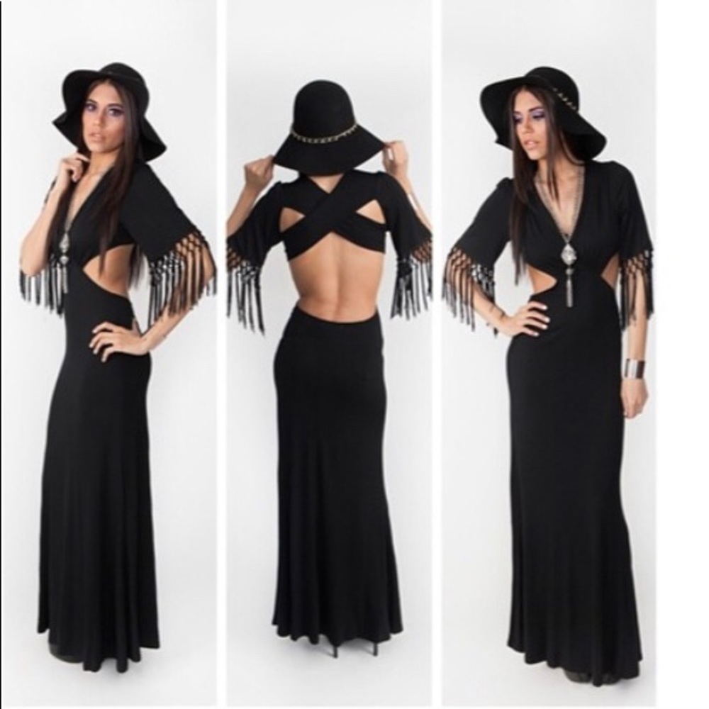 Black gypsy chic maxi dress by Rehab.
